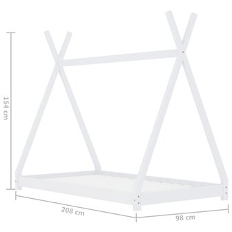 Kinderbedframe massief grenenhout wit 90x200 cm 7