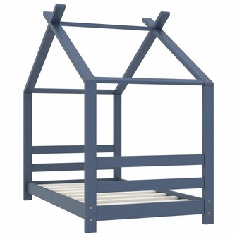 Kinderbedframe massief grenenhout grijs 70x140 cm 2