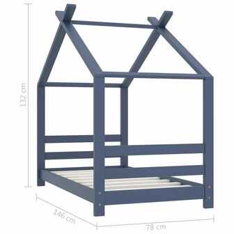 Kinderbedframe massief grenenhout grijs 70x140 cm 7