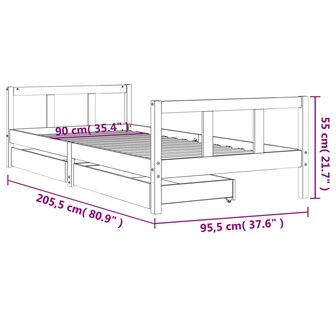Kinderbedframe 90x200 cm massief grenenhout 10