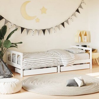 Kinderbedframe 90x200 cm massief grenenhout wit 1