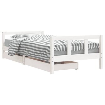Kinderbedframe 90x200 cm massief grenenhout wit 2