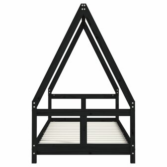 Kinderbedframe 80x200 cm massief grenenhout zwart 4