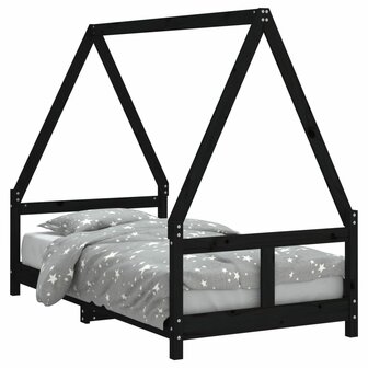 Kinderbedframe 80x160 cm massief grenenhout zwart 2