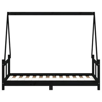 Kinderbedframe 80x160 cm massief grenenhout zwart 5