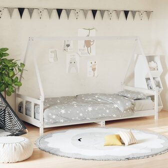 Kinderbedframe 90x190 cm massief grenenhout wit 1