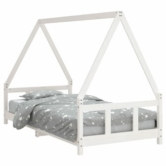 Kinderbedframe 90x190 cm massief grenenhout wit 2