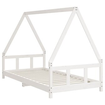 Kinderbedframe 90x190 cm massief grenenhout wit 3