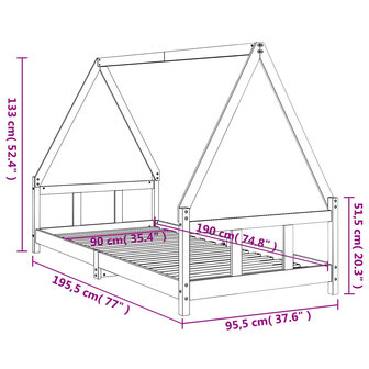 Kinderbedframe 90x190 cm massief grenenhout wit 9