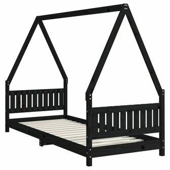 Kinderbedframe 80x200 cm massief grenenhout zwart 3