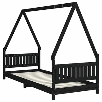 Kinderbedframe 80x200 cm massief grenenhout zwart 6