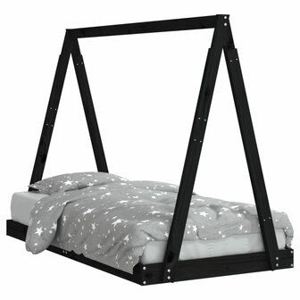 Kinderbedframe 80x160 cm massief grenenhout zwart 2