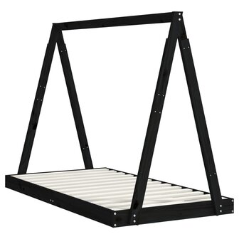 Kinderbedframe 80x160 cm massief grenenhout zwart 3