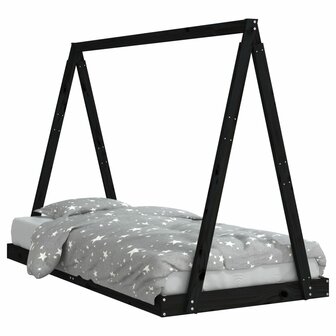 Kinderbedframe 90x190 cm massief grenenhout zwart 2