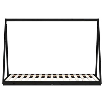 Kinderbedframe 90x190 cm massief grenenhout zwart 4