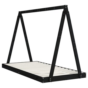 Kinderbedframe 90x190 cm massief grenenhout zwart 6