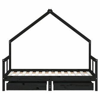 Kinderbedframe met lades 80x160 cm massief grenenhout zwart 5