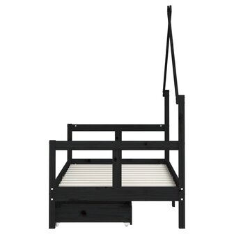 Kinderbedframe met lades 80x160 cm massief grenenhout zwart 6