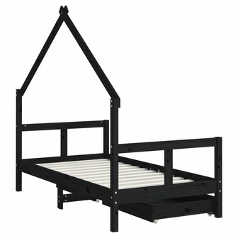 Kinderbedframe met lades 80x160 cm massief grenenhout zwart 7