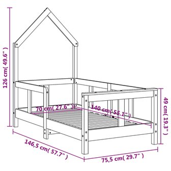Kinderbedframe 70x140 cm massief grenenhout 10