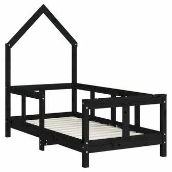 Kinderbedframe 70x140 cm massief grenenhout zwart 3