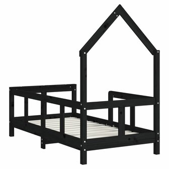 Kinderbedframe 70x140 cm massief grenenhout zwart 6