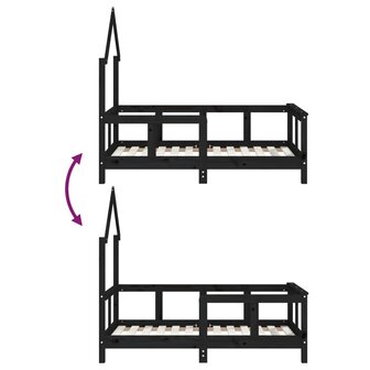 Kinderbedframe 70x140 cm massief grenenhout zwart 8