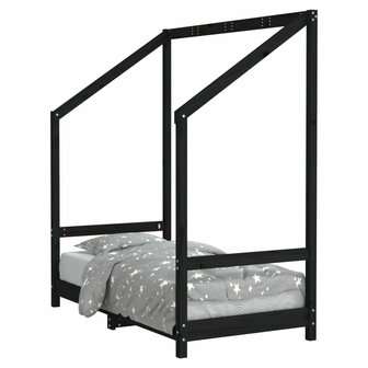 Kinderbedframe 70x140 cm massief grenenhout zwart 2