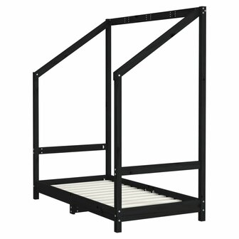 Kinderbedframe 70x140 cm massief grenenhout zwart 3
