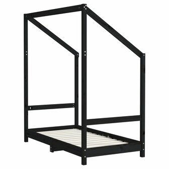 Kinderbedframe 70x140 cm massief grenenhout zwart 6