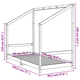 Kinderbedframe 90x190 cm massief grenenhout wit 9