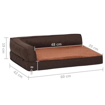 Hondenbed ergonomisch linnen-look 60x42 cm fleece bruin 8