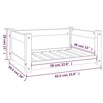 Hondenmand 65,5x50,5x28 cm massief grenenhout zwart 8