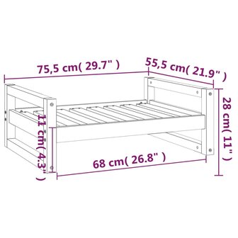 Hondenmand 75,5x55,5x28 cm massief grenenhout honingbruin 8