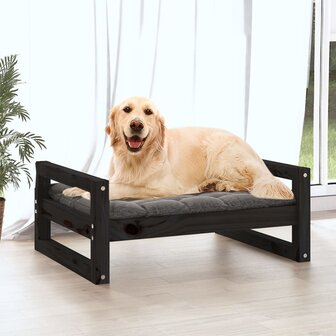 Hondenmand 75,5x55,5x28 cm massief grenenhout zwart 3