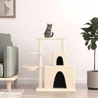 Kattenmeubel met sisal krabpalen 83 cm cr&egrave;mekleurig 1