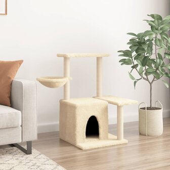 Kattenmeubel met sisal krabpalen 83 cm cr&egrave;mekleurig 3