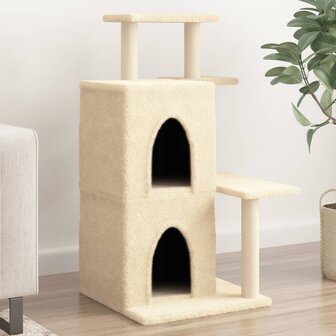 Kattenmeubel met sisal krabpalen 97 cm cr&egrave;mekleurig 1