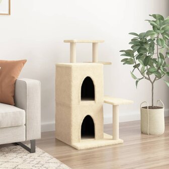 Kattenmeubel met sisal krabpalen 97 cm cr&egrave;mekleurig 3