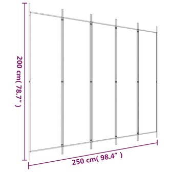 Kamerscherm met 5 panelen 300x200 cm stof antracietkleurig 8