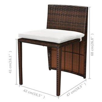 3-delige Bistroset met kussens poly rattan bruin 10