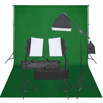 Fotostudioset met verlichtingsset en achtergrond 1