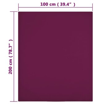 Hoeslakens 2 st jersey 100x200 cm katoen bordeauxrood 4