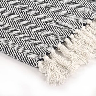 Plaid visgraat 160x210 cm katoen marineblauw 4