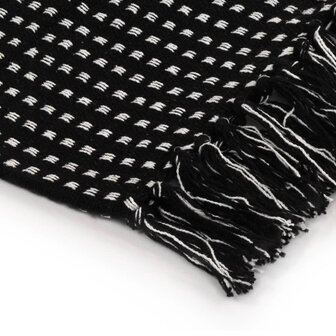 Plaid vierkanten 125x150 cm katoen zwart 4