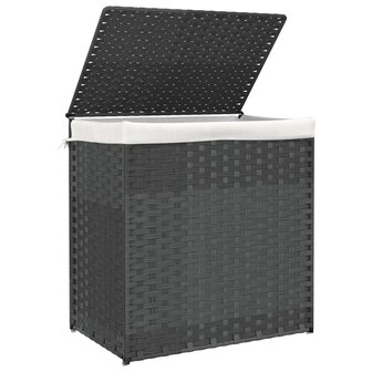 Wasmand met 2 vakken 53x35x57 cm poly rattan grijs 4