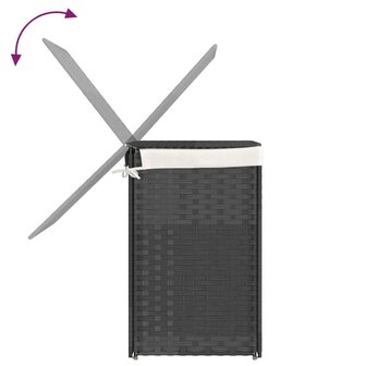 Wasmand met 2 vakken 53x35x57 cm poly rattan grijs 7