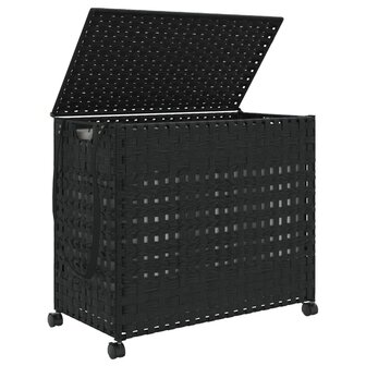 Wasmand op wielen 66x35x60 cm rattan zwart 4