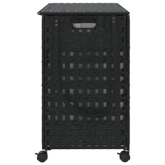 Wasmand op wielen 66x35x60 cm rattan zwart 5