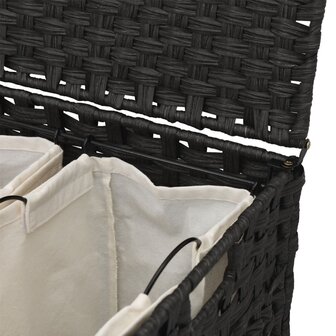 Wasmand op wielen 66x35x60 cm rattan zwart 8